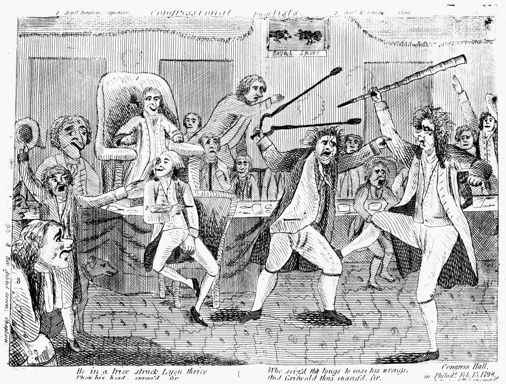 Congressional Pugilists - 1798 American Cartoon Engraving Print by Granger Collection