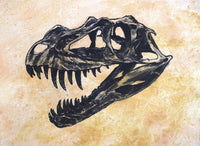 Ceratosaurus Dinosaur Skull Fine Art Print on Textured Background
