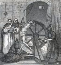 Torture By Fire On The Wheel Fine Art Print - 19th Century Engraving by Ken Welsh