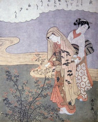 Two Women in a Garden 18th Century Japanese Art Print