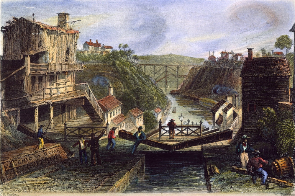 Lockport, New York Steel Engraving Print - Erie Canal 1838