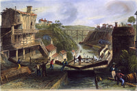 Lockport, New York Steel Engraving Print - Erie Canal 1838
