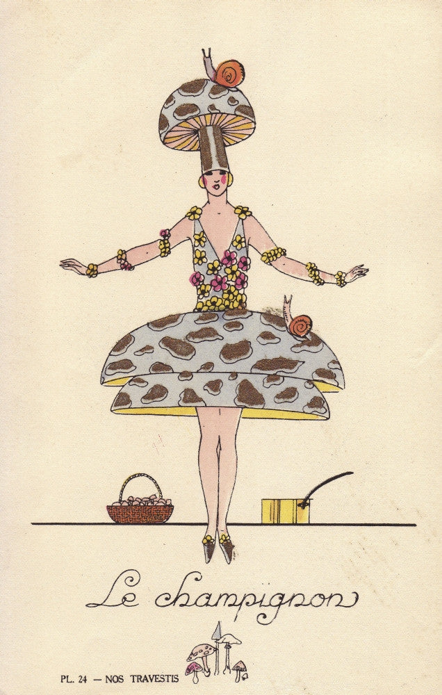 Le Champignon Woman in Mushroom Fancy Dress Costume Poster Print by Mary Evans