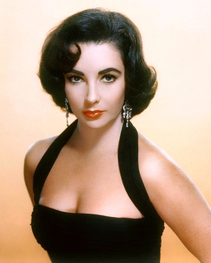Elizabeth Taylor Black Dress Photo Print with Orange Background