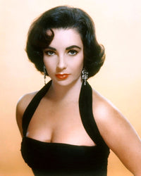Elizabeth Taylor Black Dress Photo Print with Orange Background