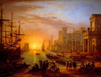 Seaport at Sunset Fine Art Print by Claude Lorrain