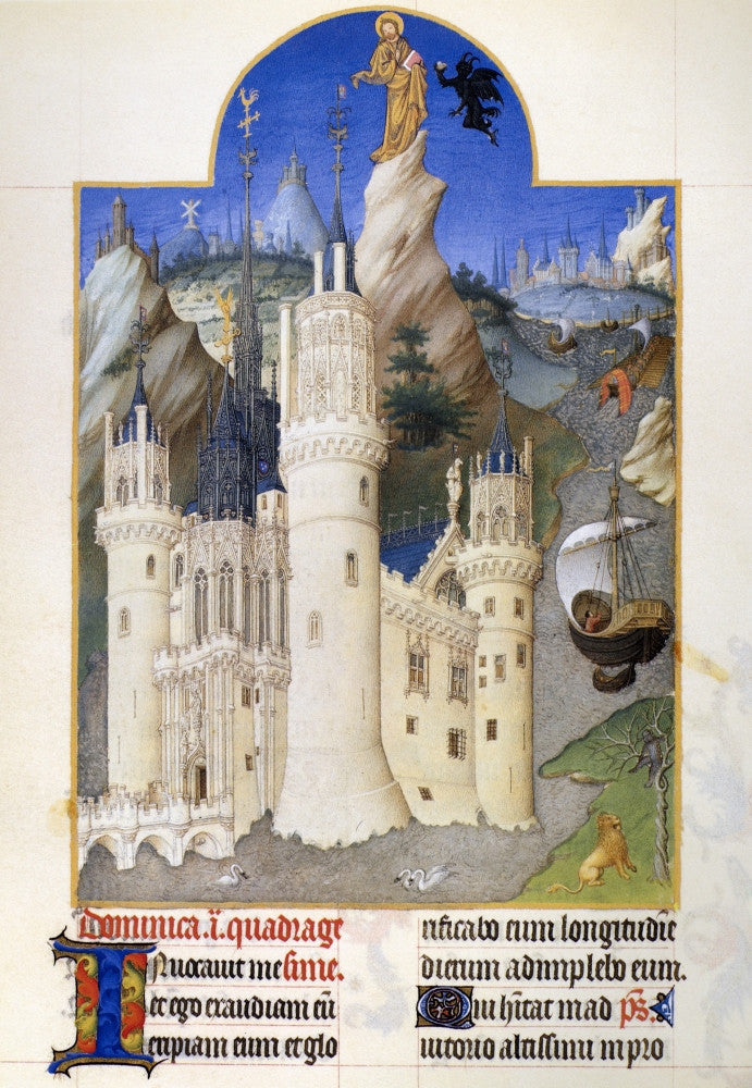 The Temptation of Christ Fine Art Print - 15th Century Illumination
