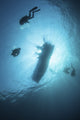 Scuba Divers Descending from Dive Boat Fine Art Print