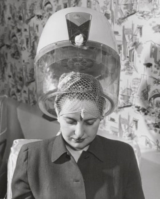 Mature Woman Under Hair Dryer Fine Art Print - VARSAL25520879