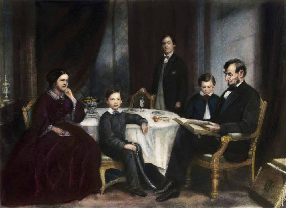 Lincoln Family Engraving Print (1861) by Francis B. Carpenter