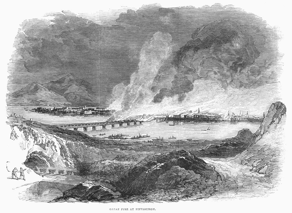 Pittsburgh Great Fire of 1845 Wood Engraving Print by Granger Collection