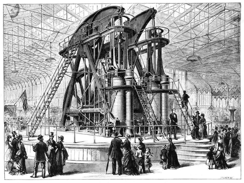 Corliss Steam Engine Fine Art Print - 1876 Wood Engraving by Granger Collection
