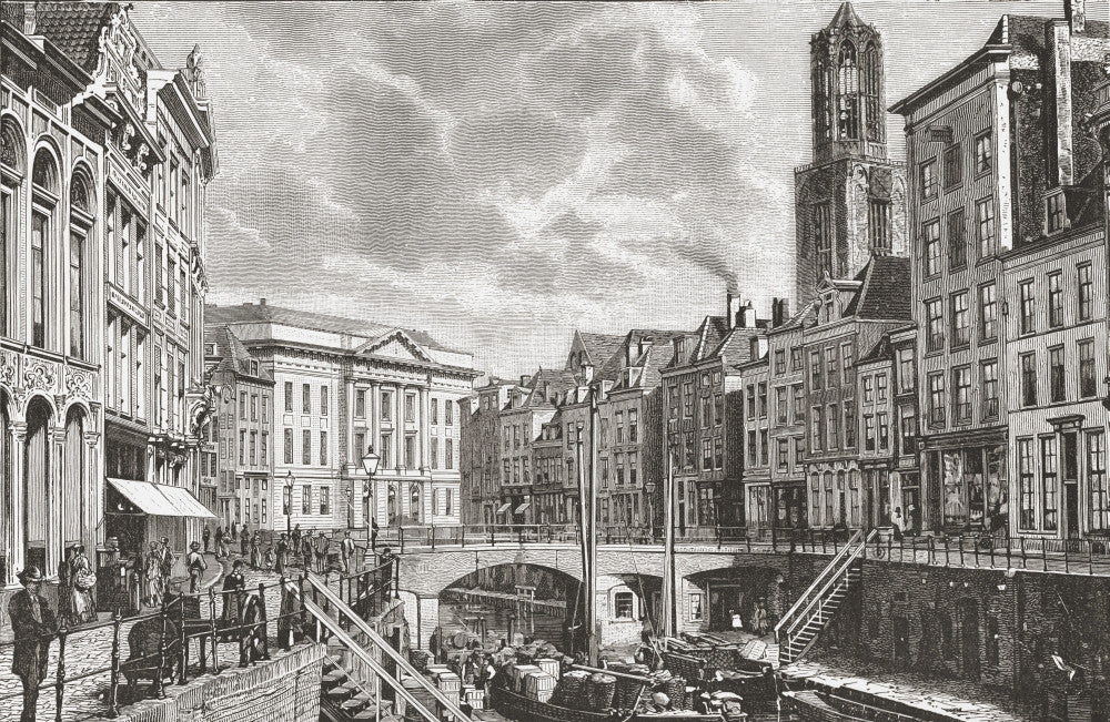 The Oudegracht in 19th Century Utrecht Fine Art Print