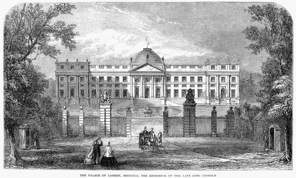 Palace of Laeken, Brussels Wood Engraving Fine Art Print - 1865