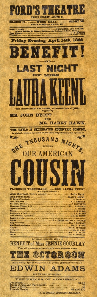 Ford's Theatre Program Print - Historical Art from 1865