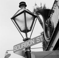 Bourbon Street Sign on Lamppost Fine Art Print - New Orleans
