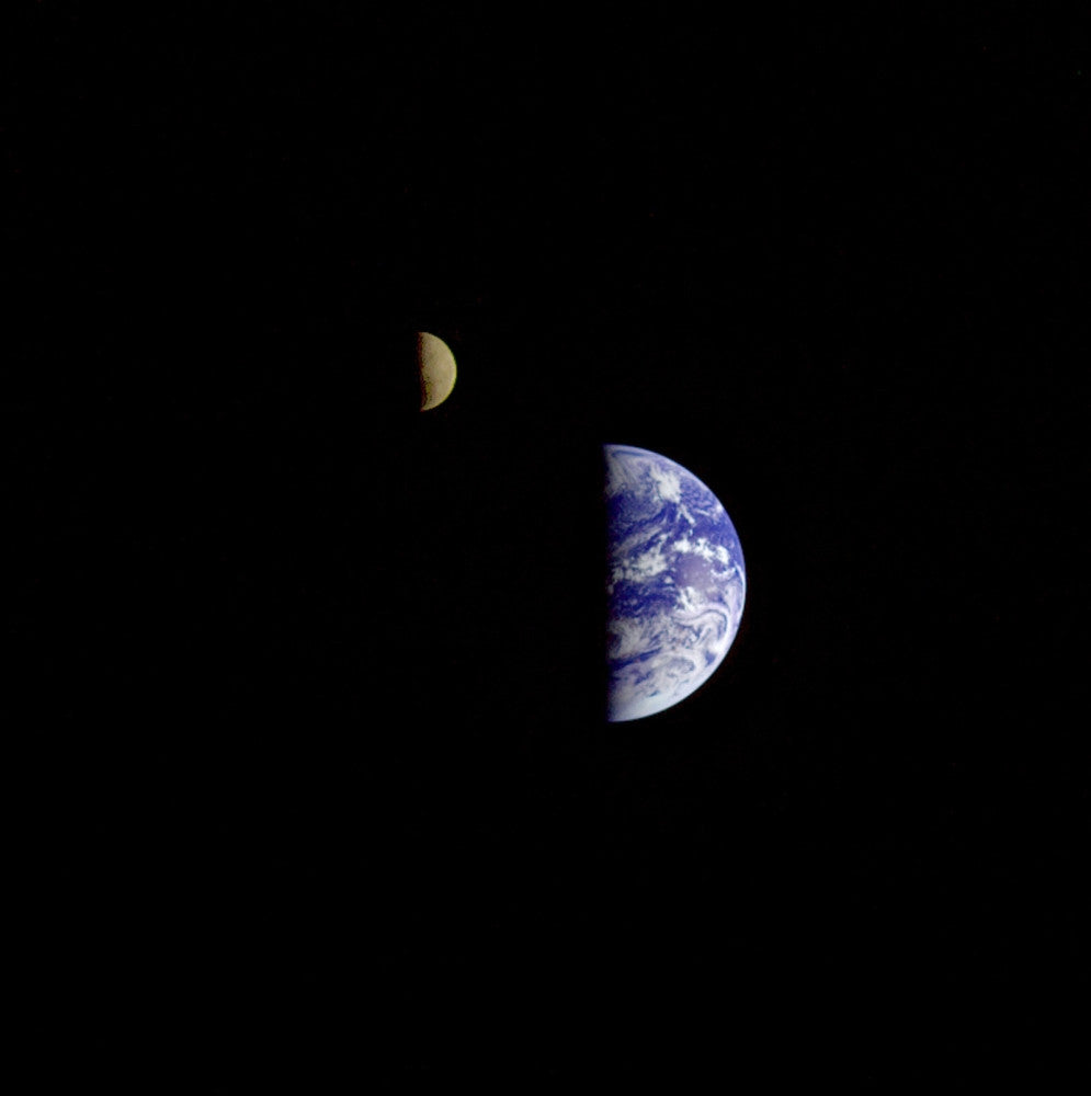 Earth and Moon Poster Print Captured by Voyager 1
