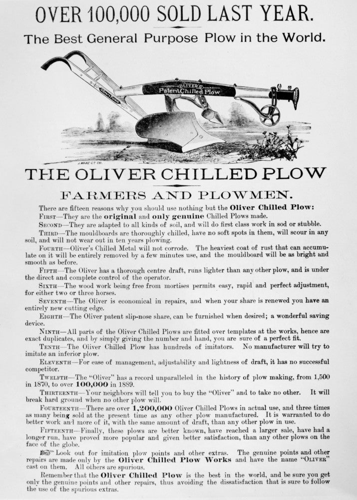 Oliver Chilled Plow Advertisement Fine Art Print - 1889