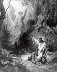 Christ at Mount of Olives Engraving Print by Gustave Dore
