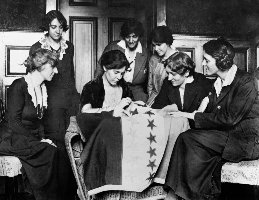 Alice Paul Suffragette Flag Sewing Fine Art Print by Granger Collection