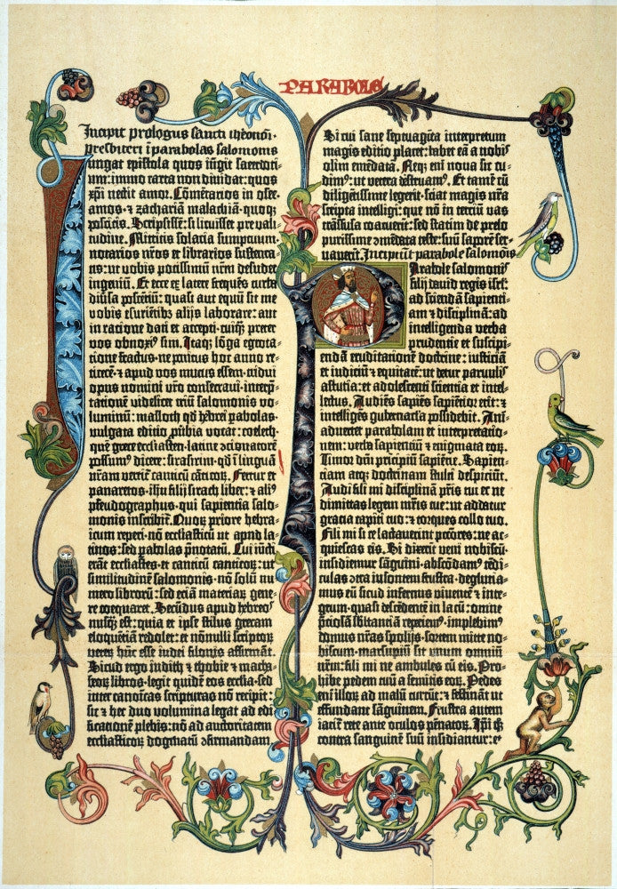 Gutenberg Bible Page Fine Art Print - Commentary on Proverbs | Posterazzi