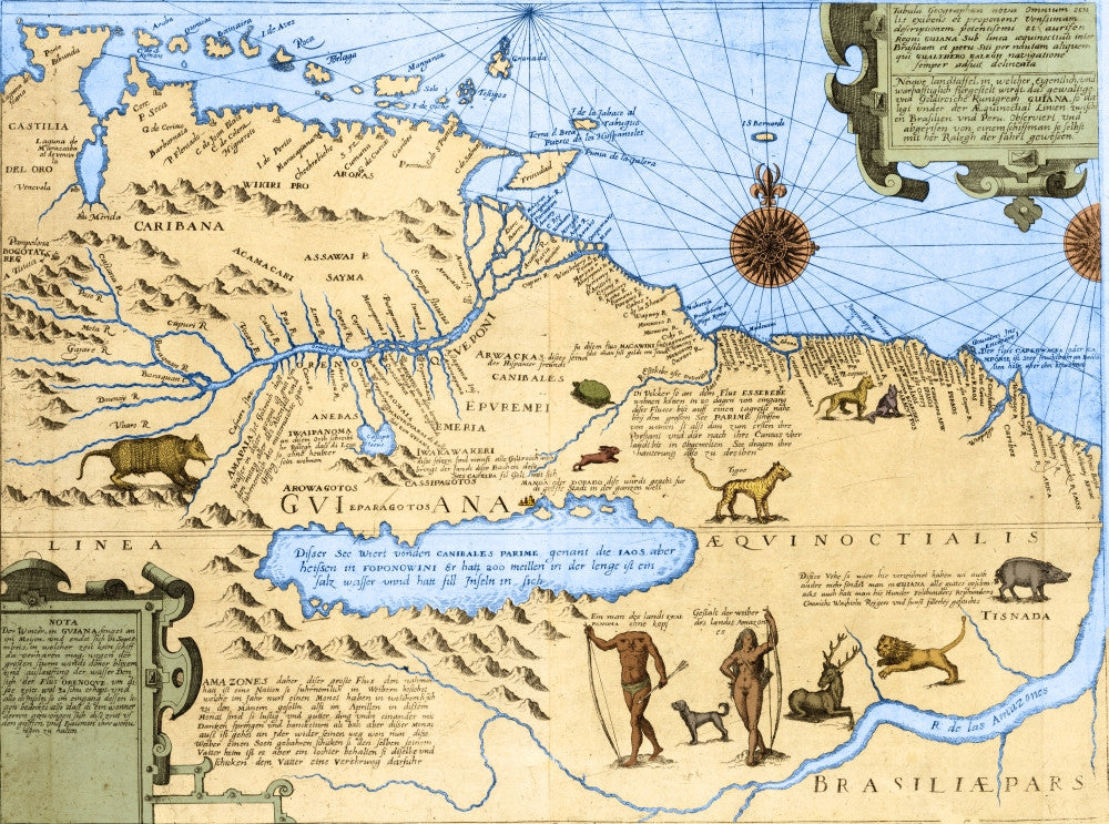16th Century El Dorado and Amazon Map Fine Art Print by Science Source