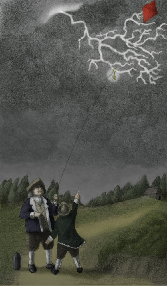 Ben Franklin Kite and Key Experiment Fine Art Print by Spencer Sutton