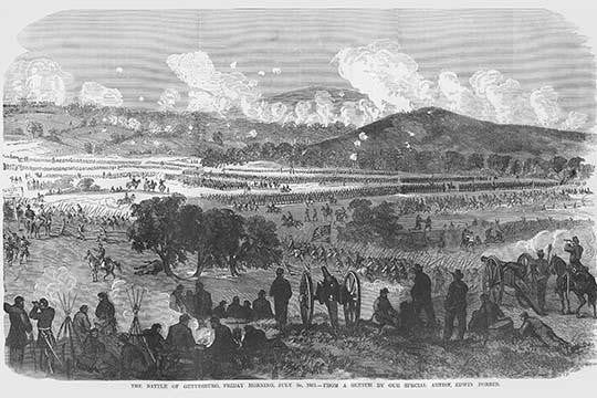 Battle of Gettysburg Vintage Art Print by Frank Leslie