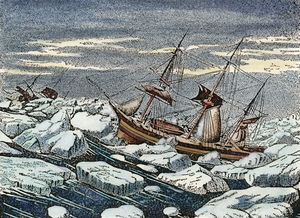 John Franklin's Ill-Fated Arctic Expedition Engraving Poster Print