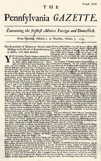 Pennsylvania Gazette 1729 Poster Print by Granger Collection