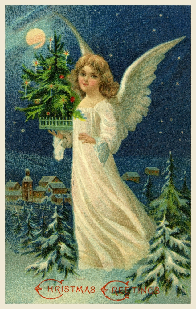 Christmas Angel Fine Art Print by Mary Evans Picture Library