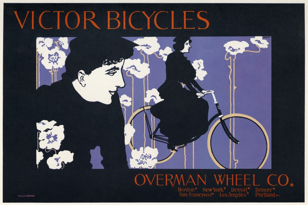 1896 Bicycle Advertising Lithograph Print by Will Bradley