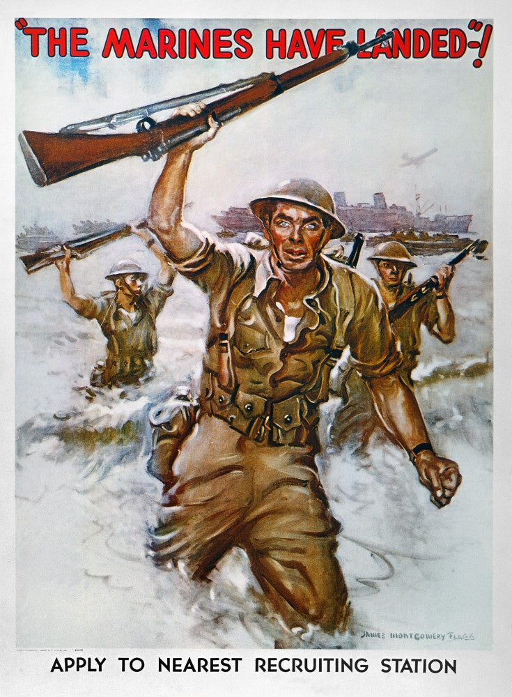 The Marines Have Landed WWII Recruiting Poster by James Montgomery Flagg