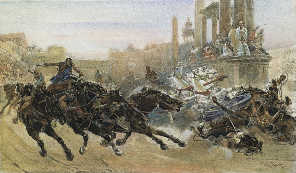 A Roman Chariot Race Fine Art Print After Ulpiano Checa