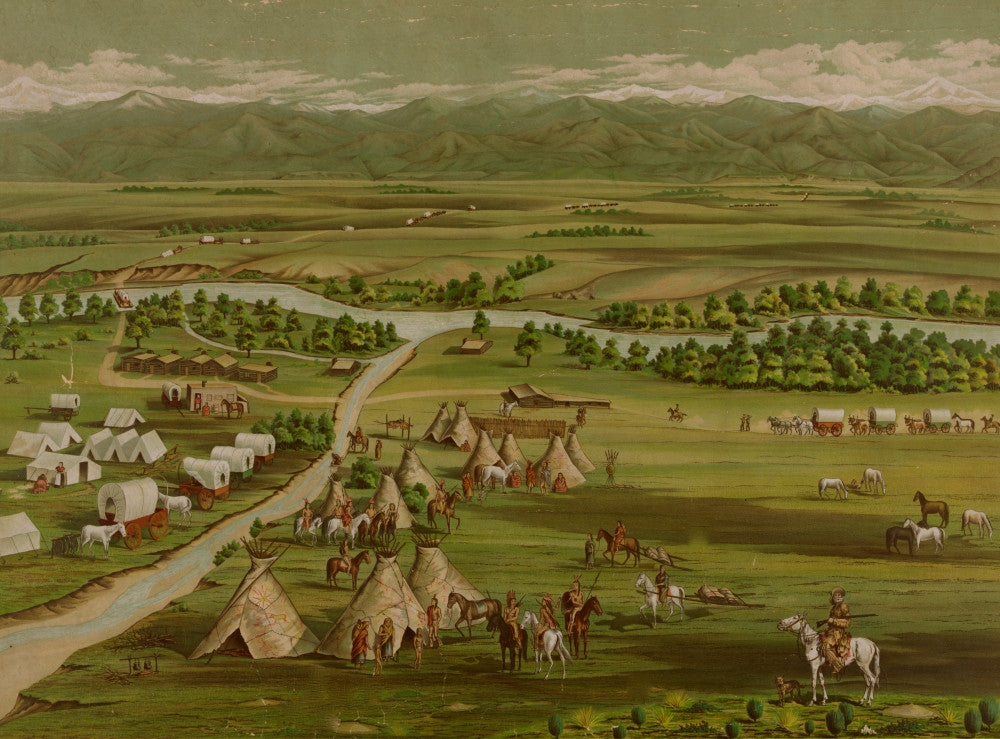 Indian Encampment with Conestoga Wagons Fine Art Print