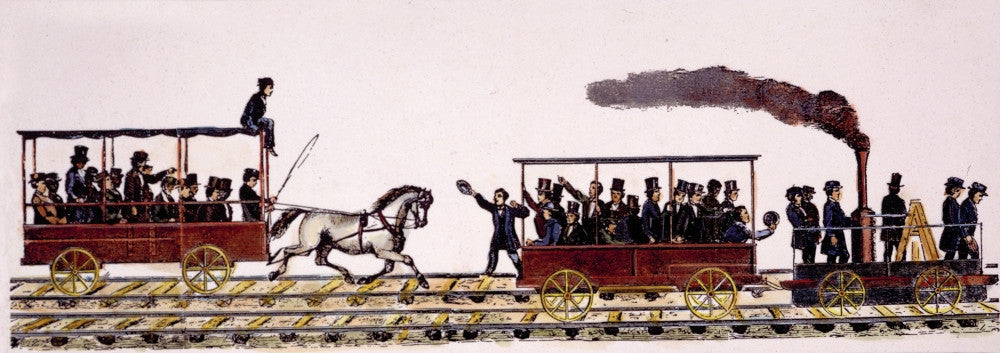 Tom Thumb Locomotive Racing Horse-Drawn Car Fine Art Print - 1830
