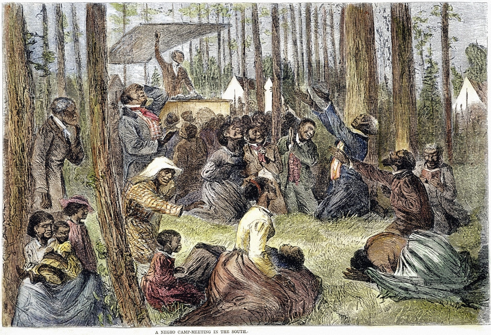 Camp Meeting in the American South Fine Art Print - 1872 Wood Engraving by Granger Collection