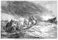 Burning of the Hornet 1866 Contemporary Wood Engraving Poster Print
