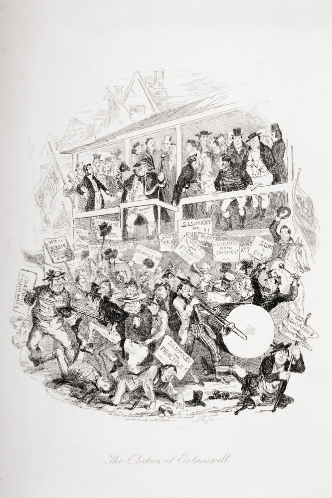 The Election At Eatanswill Fine Art Print - Charles Dickens Illustration