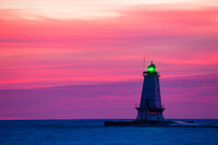 Ludington North Pierhead Lighthouse Fine Art Print at Dusk