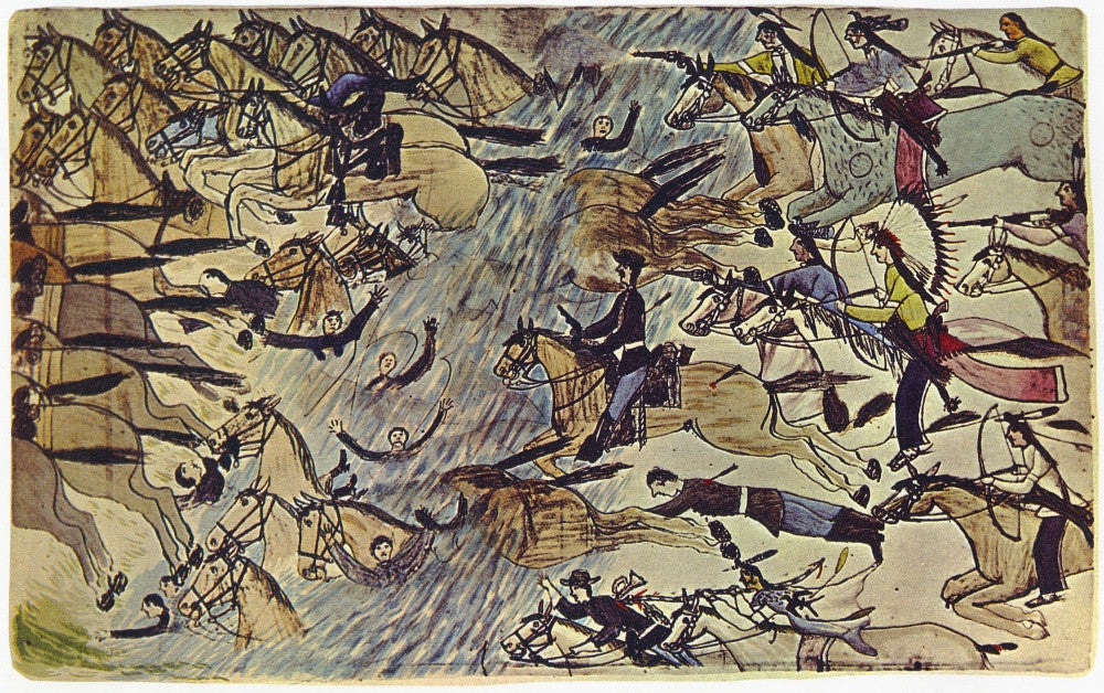 Little Bighorn Battle Pictograph Print by Amos Bad Heart Bull