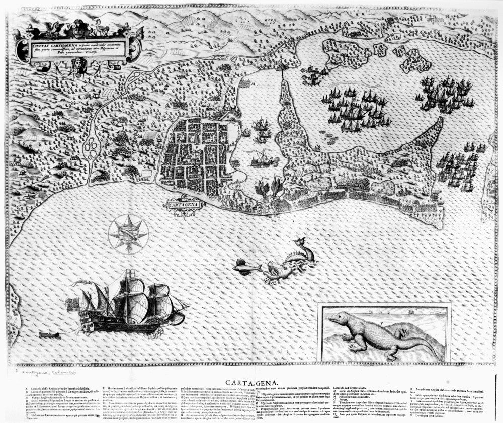 Colombia: Cartagena 17th Century Line Engraving Fine Art Print by Granger Collection