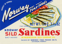 Vintage Norwegian Sardines Label Fine Art Print