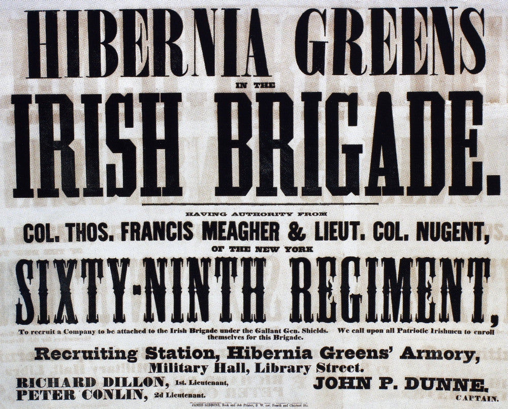 Civil War Recruiting Poster - 1861 Irish Brigade Call to Arms