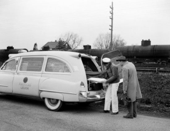 Two Men Near Ambulance Fine Art Print – Multiple Sizes Available