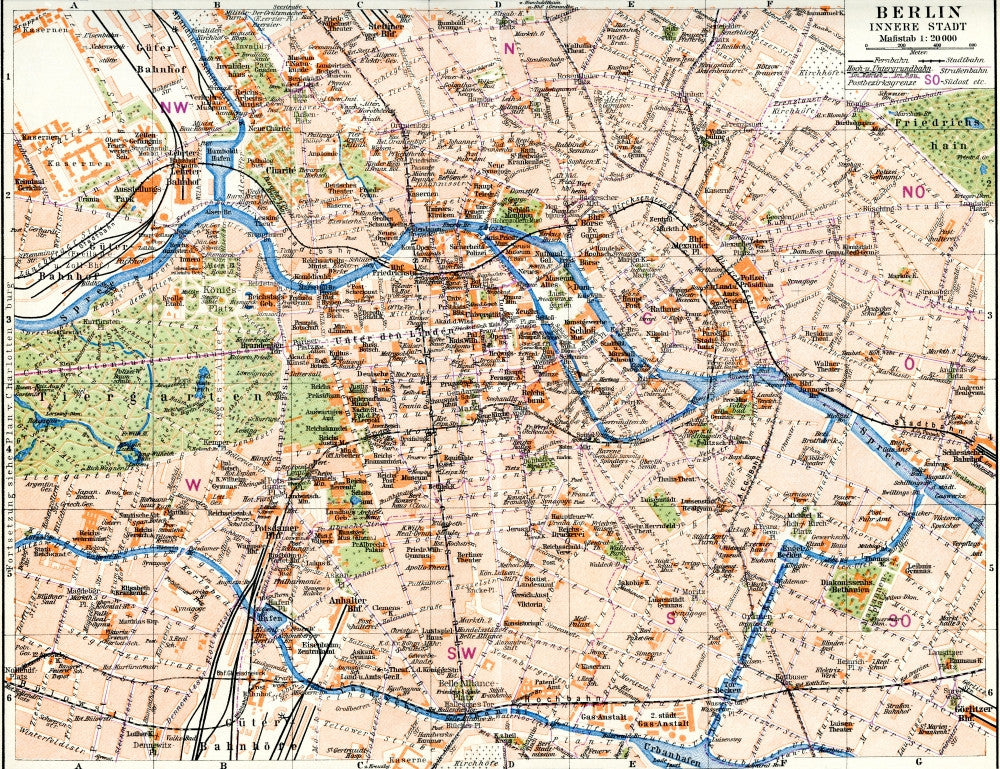 Historic Map of Berlin, Germany (1924) Fine Art Print by Ken Welsh