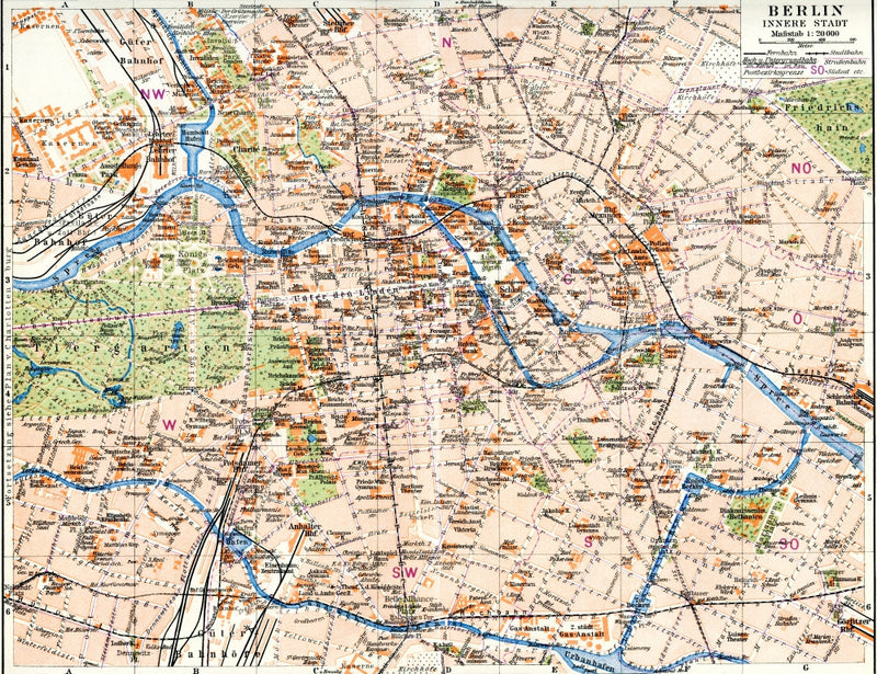 Historic Map of Berlin, Germany (1924) Fine Art Print by Ken Welsh