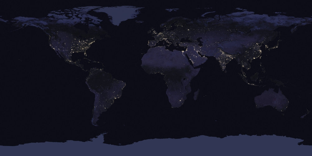 Global Map of Earth's City Lights Fine Art Print by Stocktrek Images