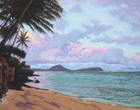 Koko Palms with Koko Head View Acrylic Painting by Patti Bruce