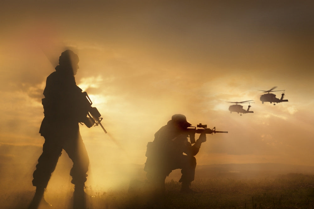 U.S. Special Forces Securing UH-60 Black Hawk Helicopters Fine Art Print